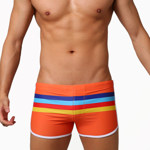 Rainbow Striped Swimming Trunks